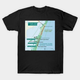 Outline Map of Assateague Island, MD T-Shirt